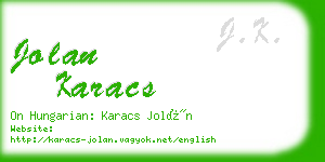 jolan karacs business card